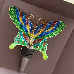 Colorful Butterfly Wine Stopper NIB